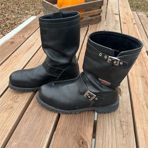 Red Wing motorcycle boots (engineer boots).
